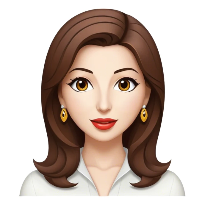 Cinematic Realistic Nancy Ajram Pop Culture Emoji, depicted with a charismatic modern portrayal of the celebrated singer rendered with crisp detail and energetic lighting. sticker
