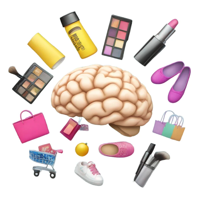 brain thinking shopping makeup footwear clothes  sticker