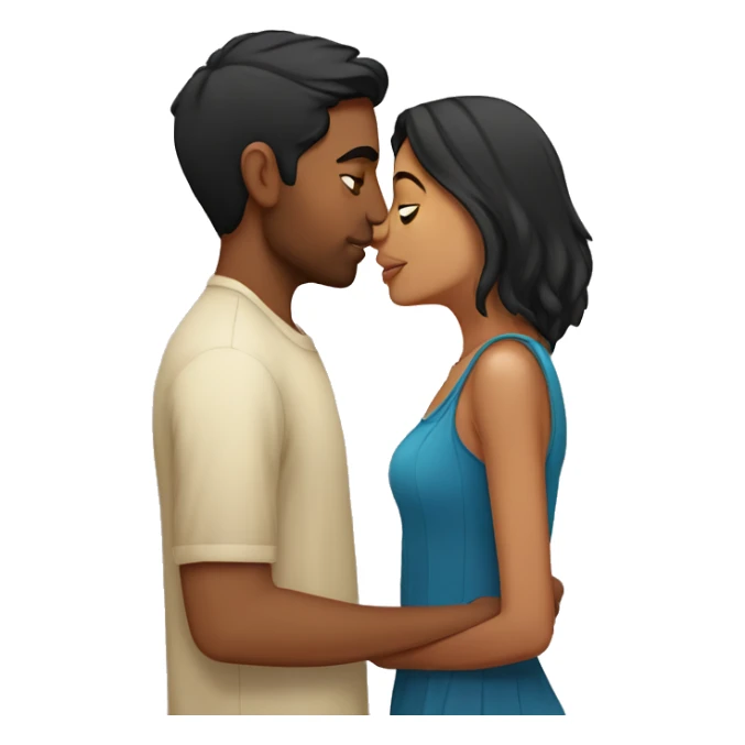 short Indian girlfriend kissing her caucasian boyfriend sticker