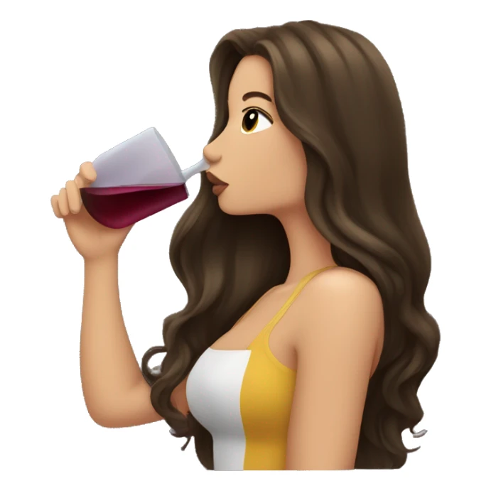 Brunette long hair sipping wine sticker