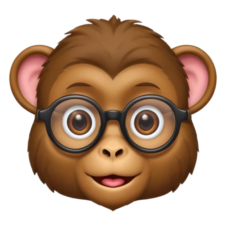playful monkey emoji with big rolling eyes and nerdy glasses, fusing all three emojis sticker