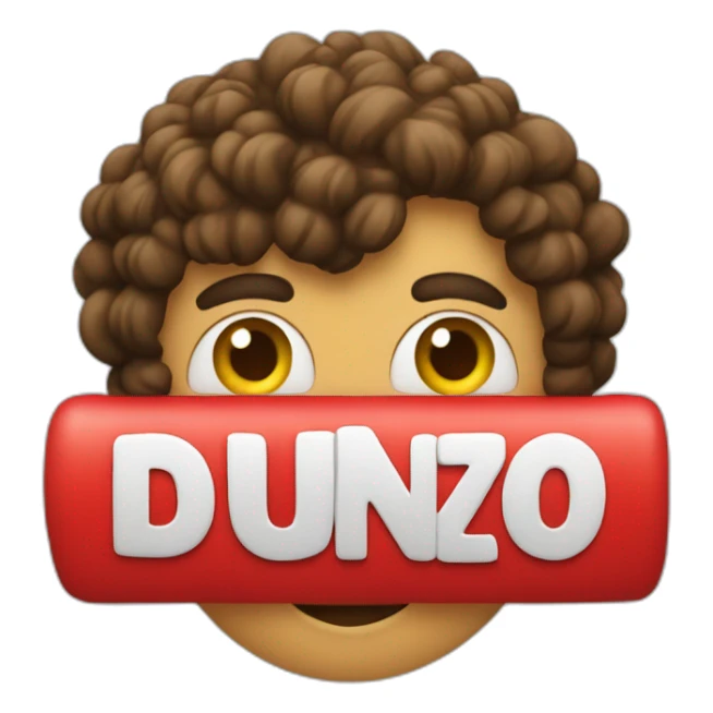 "dunzo" spelled out in big red letters sticker