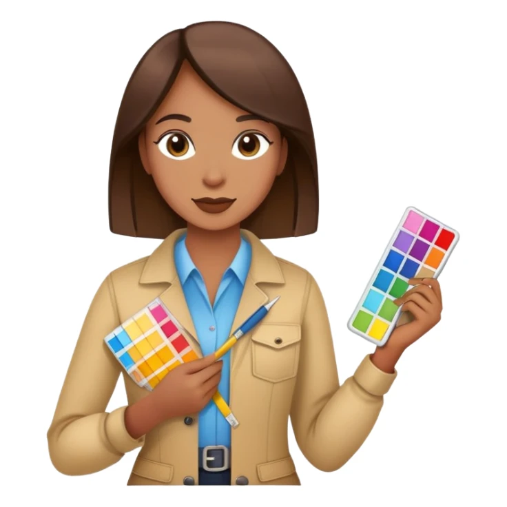 Interior designer with color swatches and measuring tape sticker