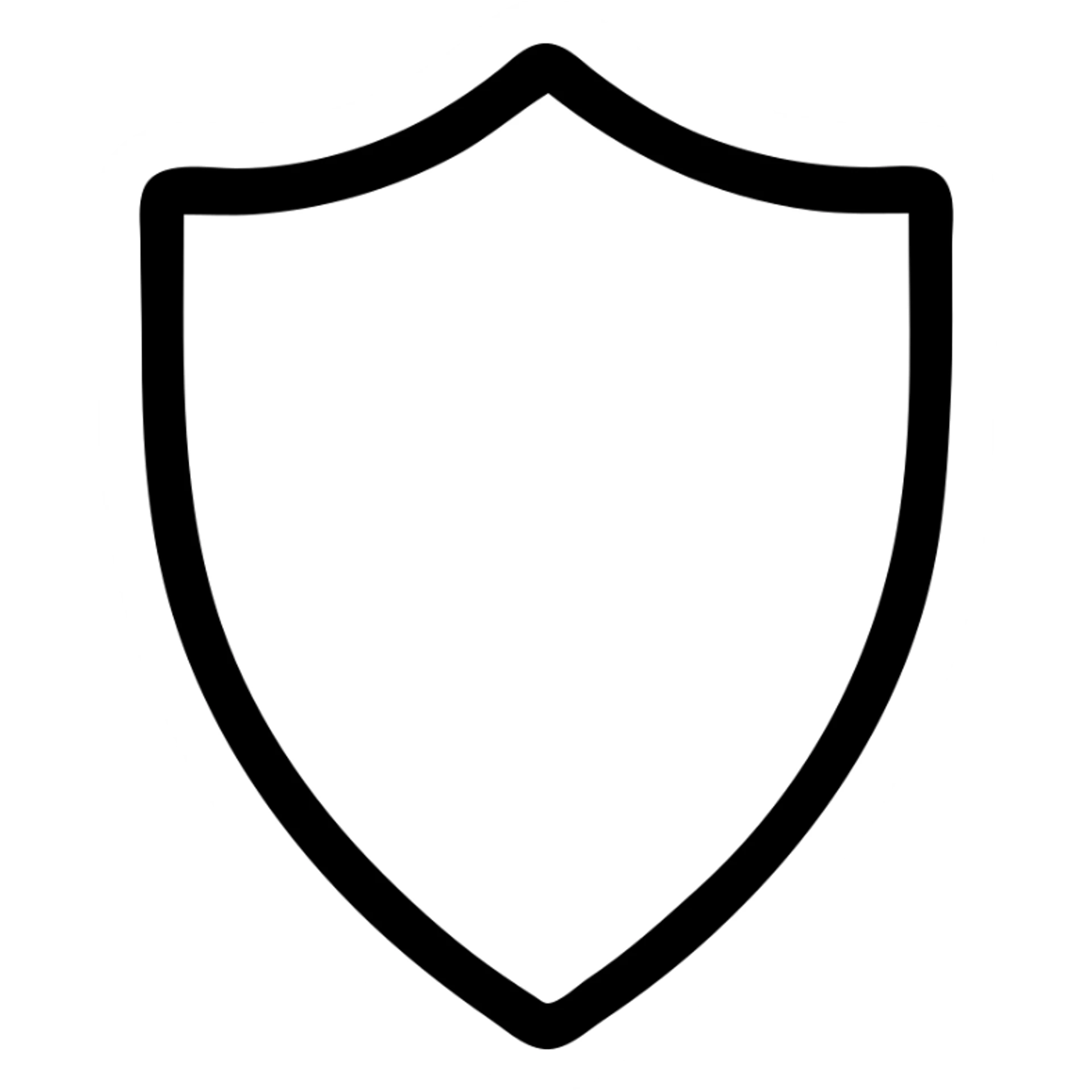 shield icon, clean and simple, modern icon style, black outline, no fill sticker