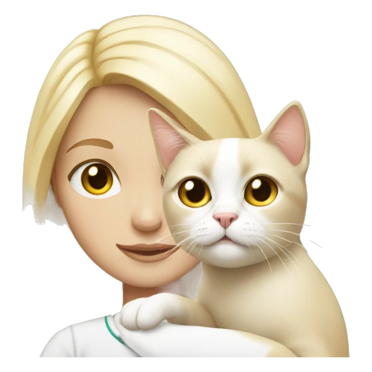 blonde girl with a white cat sticker