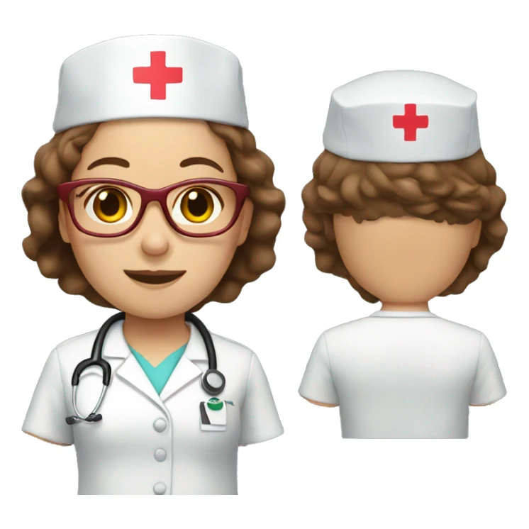 Nurse with brown hair and red glasses  sticker