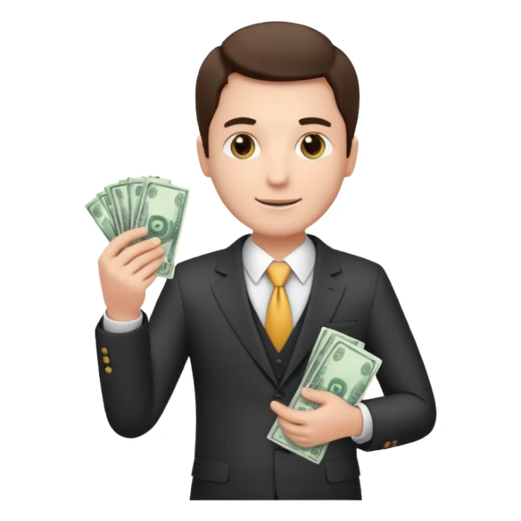 CEO with money in his hands donating to a hospital sticker