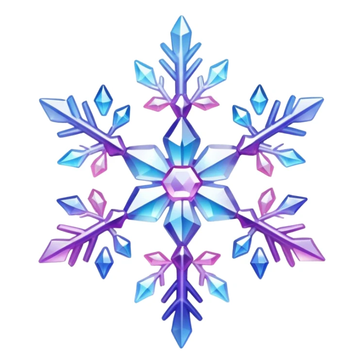 Gradient iridescent Pastel Pink violet blue white crystal snowflake  sticker