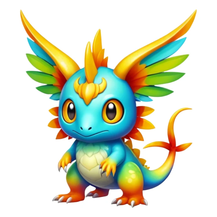 Exotic tropical shiny rare colorful epic cute Fakémon-creature, full body, with random markings sticker
