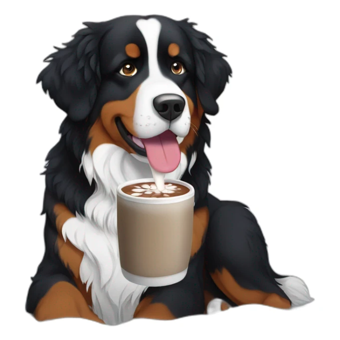 Bernese mountain dog drinking hot chocolate under snow sticker