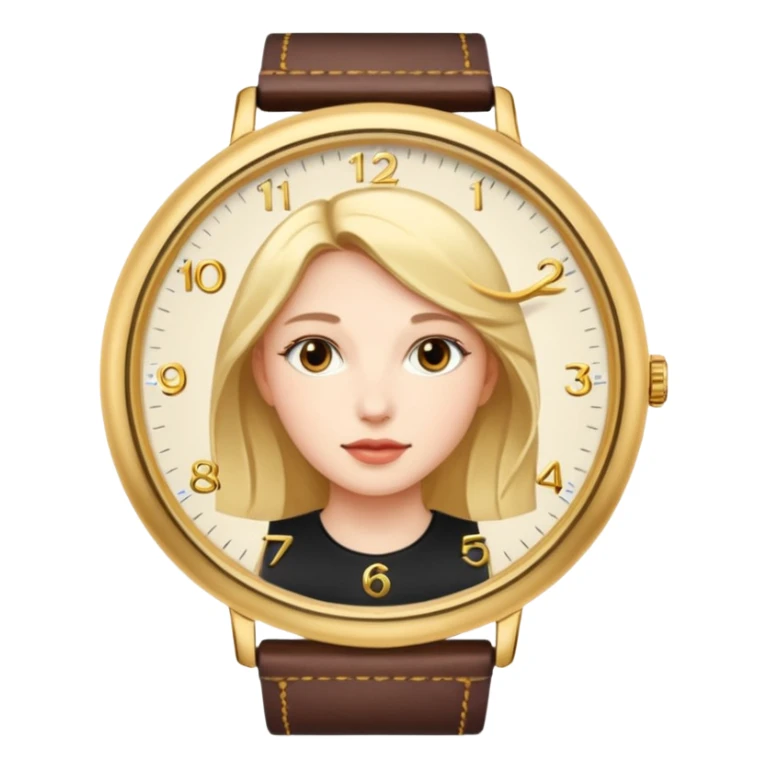 Woman with a gold watch sticker