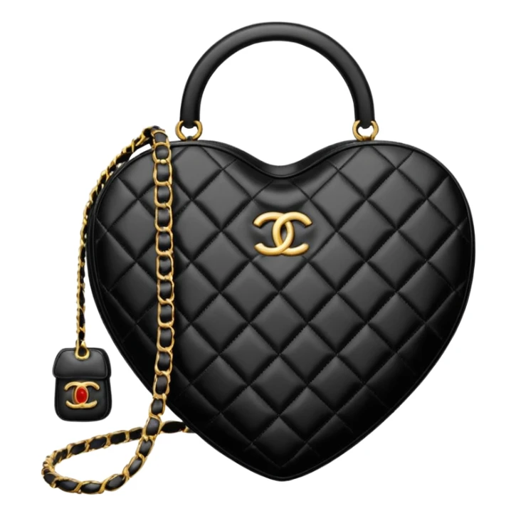 chanel heart shape bag black color bag sticker