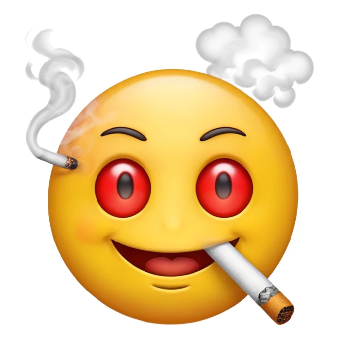 Happy emoji smoking with red eyes  sticker
