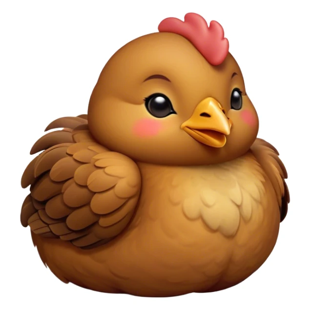 Meme-Worthy Cute Sleeping Brown Chicken Portrait Emoji, Head resting peacefully with a contented smile, showcasing a delightfully compact build and a luxuriously soft brown plumage, eyes shut in a serene, restful nap, Simplified yet hilariously adorable features, highly detailed, glowing with a soft, drowsy light, high shine, relaxed and utterly lovable, stylized with an air of playful laziness, bright and heartwarming, soft glowing outline, capturing the essence of a comically sleepy chicken, so meme-worthy it feels like it could instantly become the next viral sensation of adorable slumber! sticker