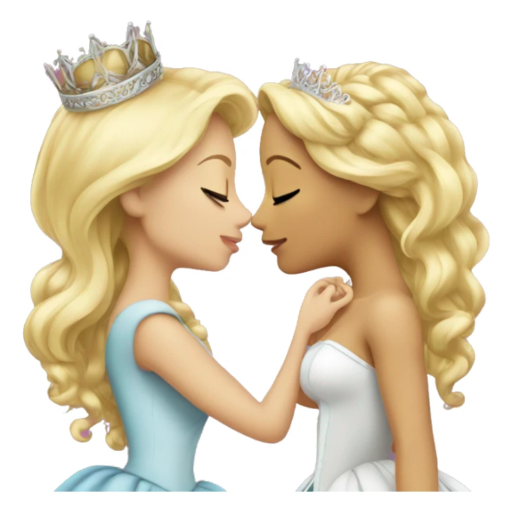 2 women princesses couple blonde kiss sticker