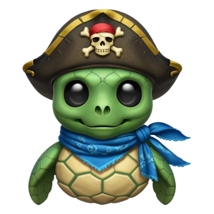 sea turtle wearing a blue pirate skull scarf sticker