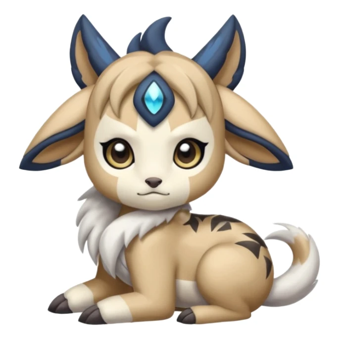 Animalistic kawaii chibi sleepy happy glad somber mongral Meloetta-Absol-Zekrom-Gatomon-Pteromon-hybrid sticker