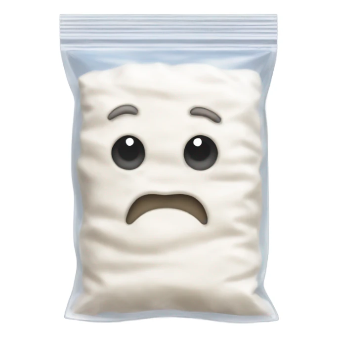 Pocket sized see through zip lock bag of flour sticker