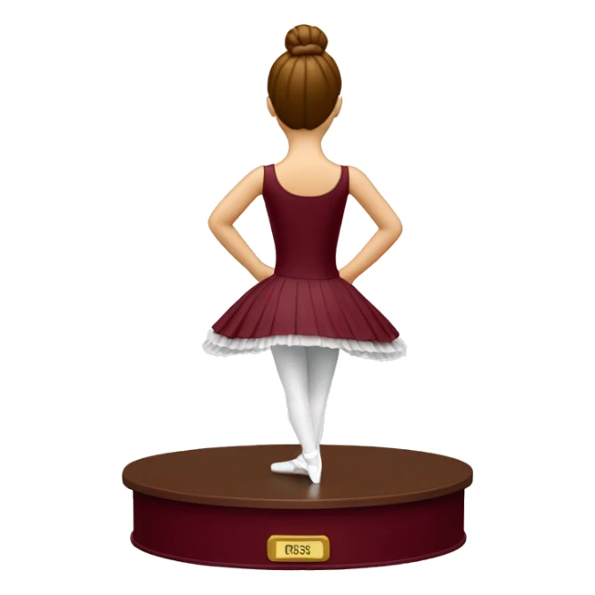 burgundy music box with white ballerina standing back sticker