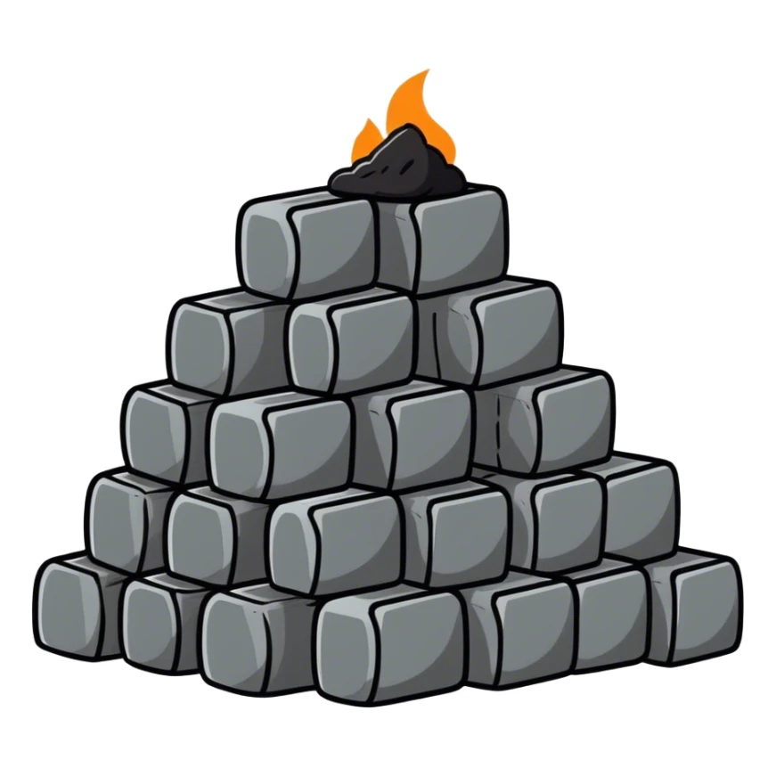 Pile of coal briquettes, solid fuel sticker