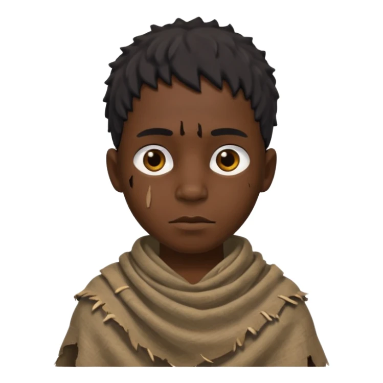 ancient black boy, tattered animal cloth sticker