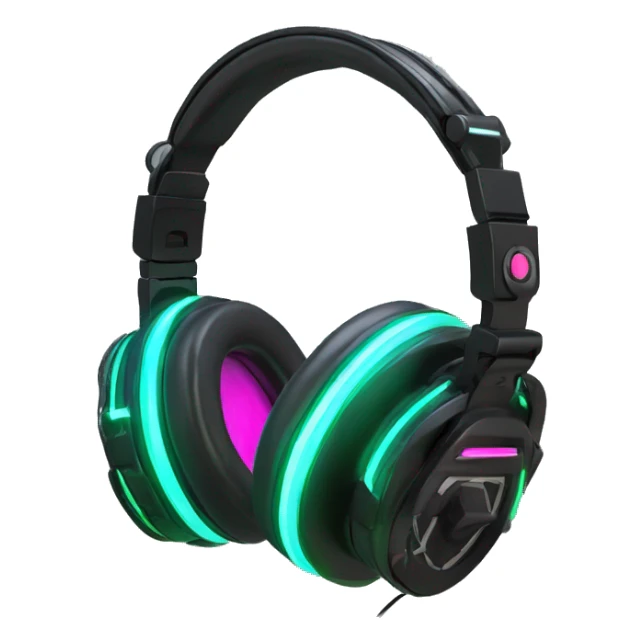 A beautiful cyberpunk High tech neon Headphones front view sticker