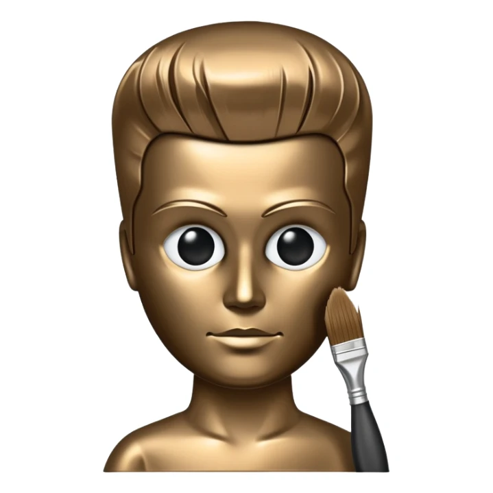 A paintbrush that transforms into a human metal silhouette, symbol of artistic identity sticker