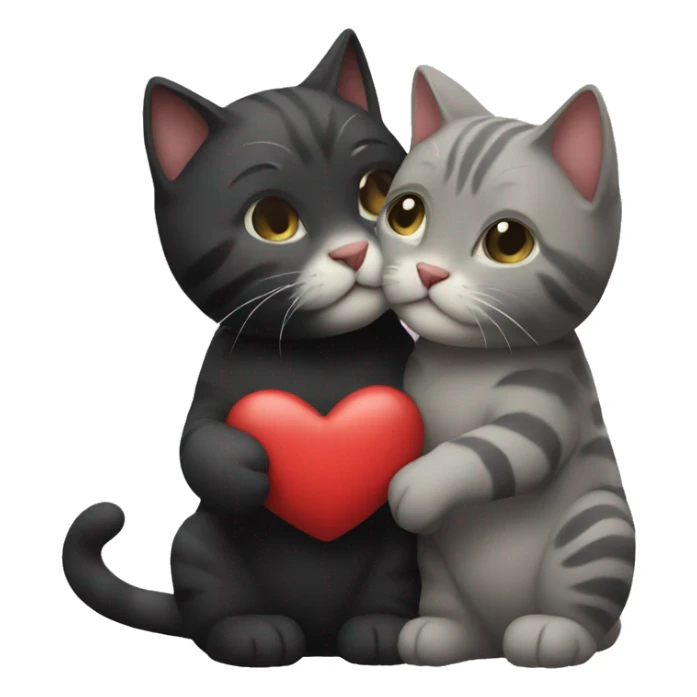 Cats kiss heart dark sticker
