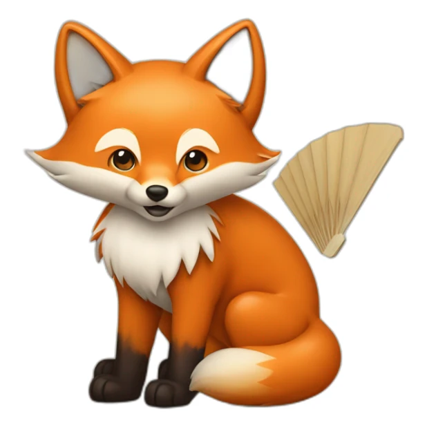 fox with fan of 9 lotusshaped tails at back sticker