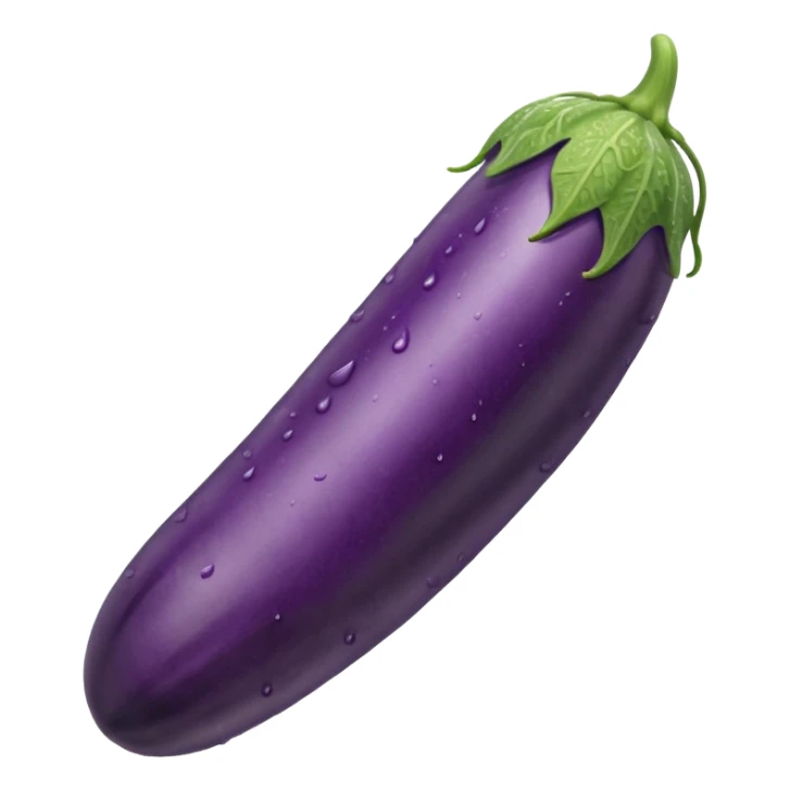 Detailed dripping wet long cucumber shaped eggplant with veins sticker