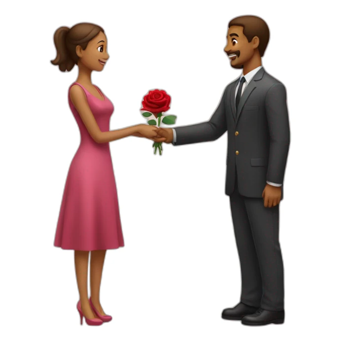 a man giving rose to a women sticker