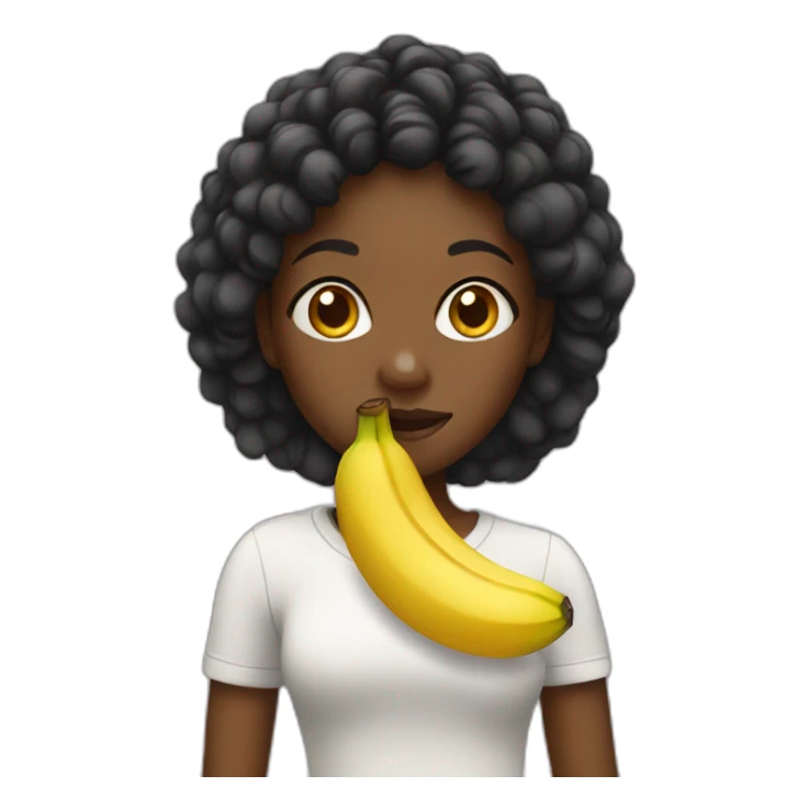 Black girl eating a banana sticker