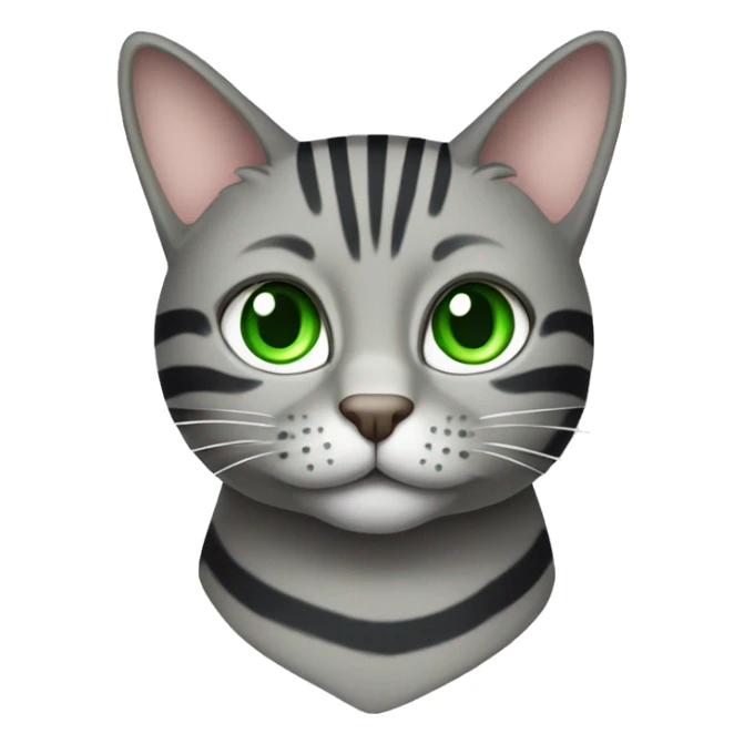 gray striped cat with green eyes  sticker