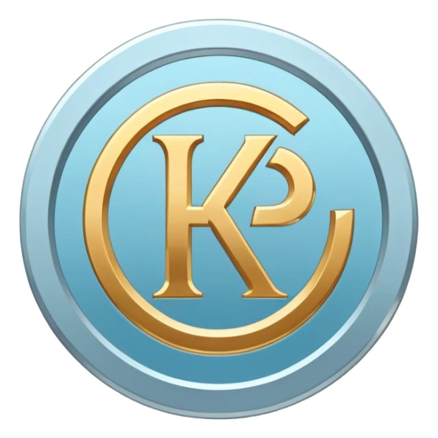 The Phoenician letter "𐤊" on a light blue circular background, Kaspa cryptocurrency logo sticker