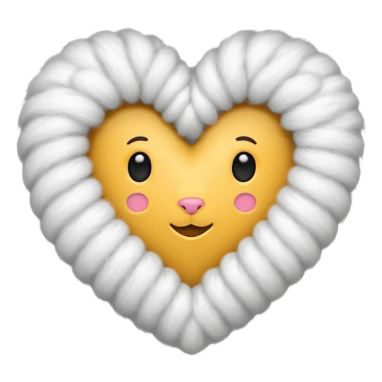 white fur heart, large locks of wool sticker