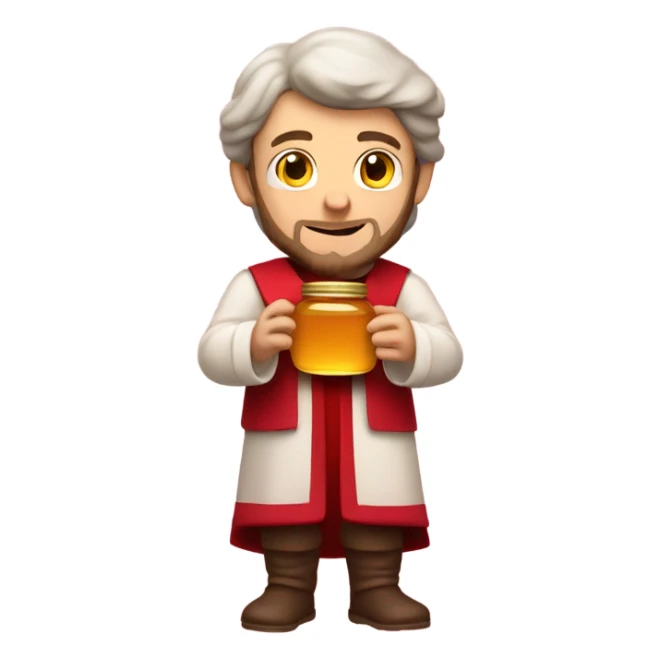 Caucasian Saint Valentine holding a jar of honey sticker
