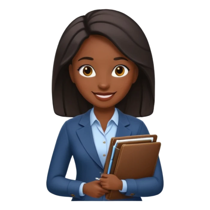 a financier black skin girl with a portfolio sticker