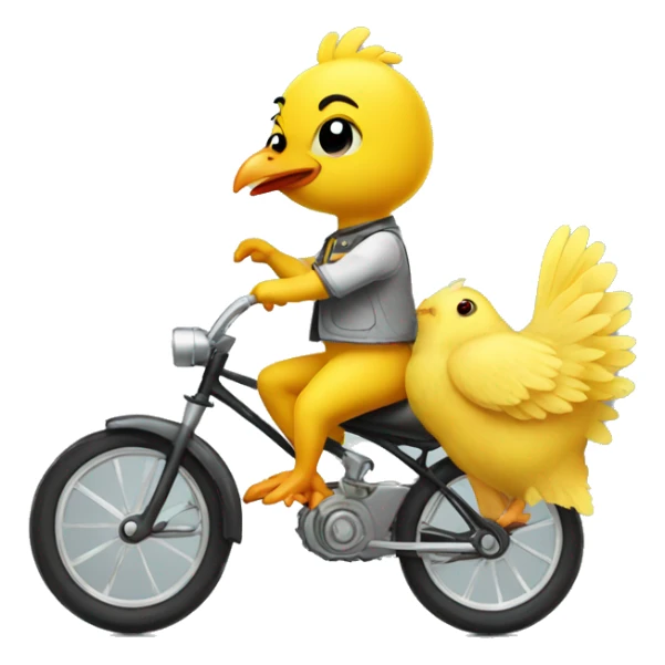 small yellow chicken riding on a bike sticker