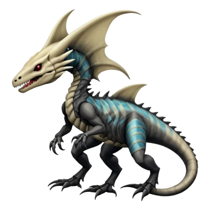 Marowak-Salandit-Xenomorph-hybrid-fantasy-creature (full body) with colored scale pattern markings sticker