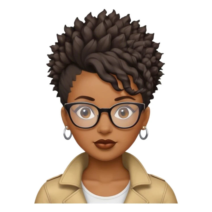 woman mohawk curly cut black hair with glasses sticker