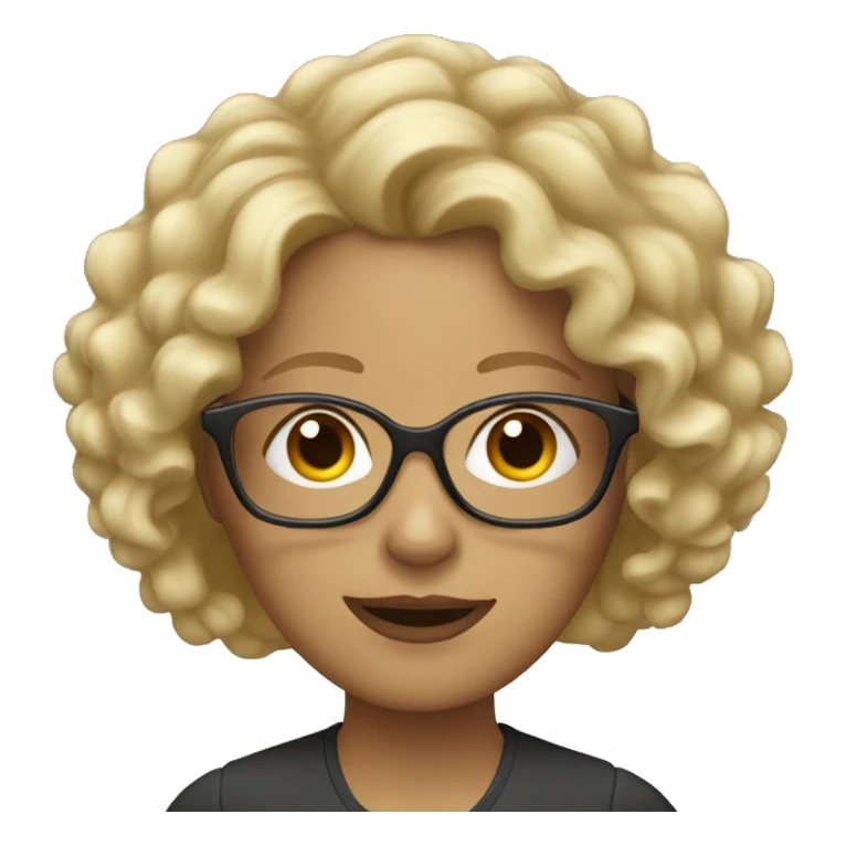 medium blond curly woman with glasses sticker