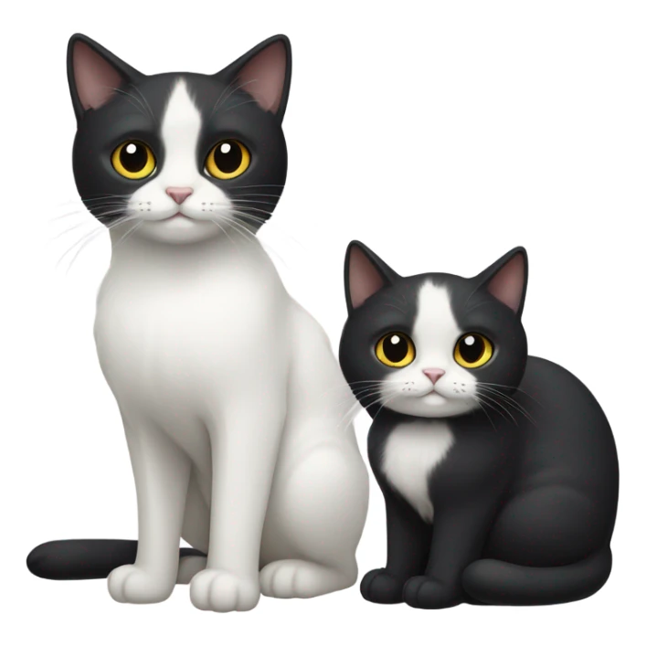 Black cat with white cat couple  sticker