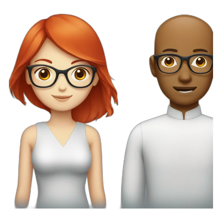 Red head girl and chinese man glasses sticker