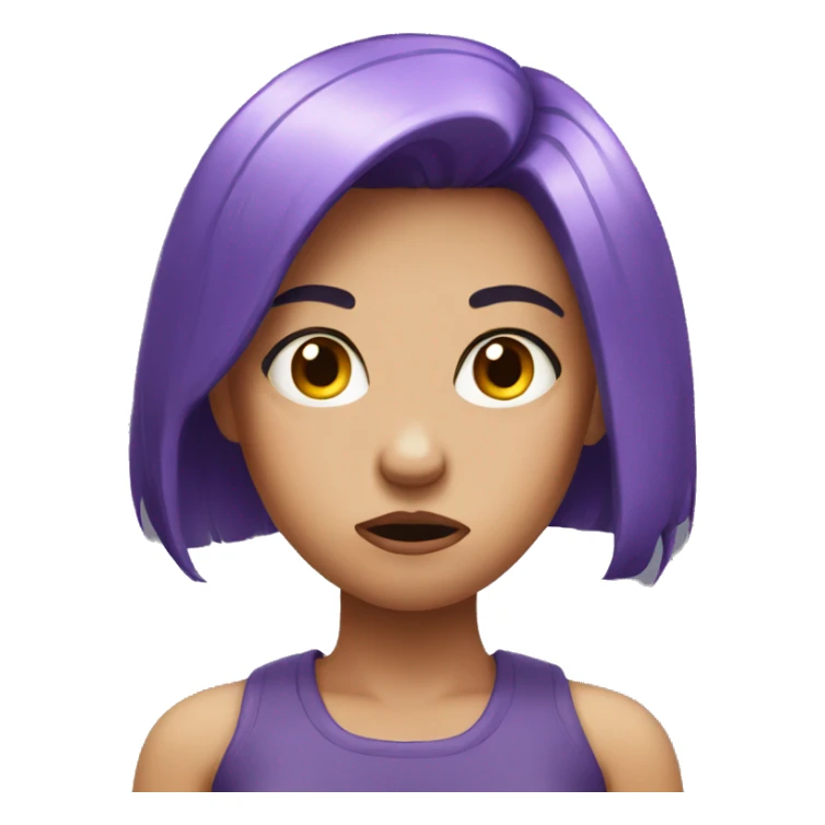a girl with violet hair looking angry sticker