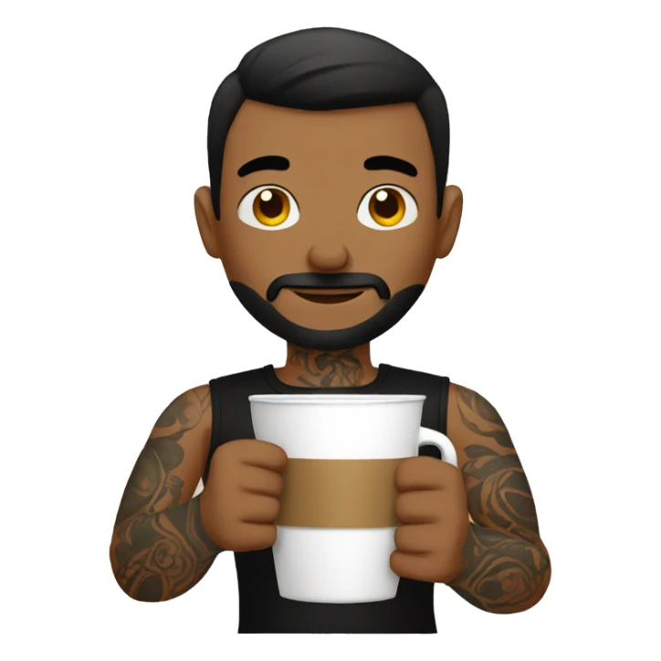 tattooed men drinking a cup of coffee sticker