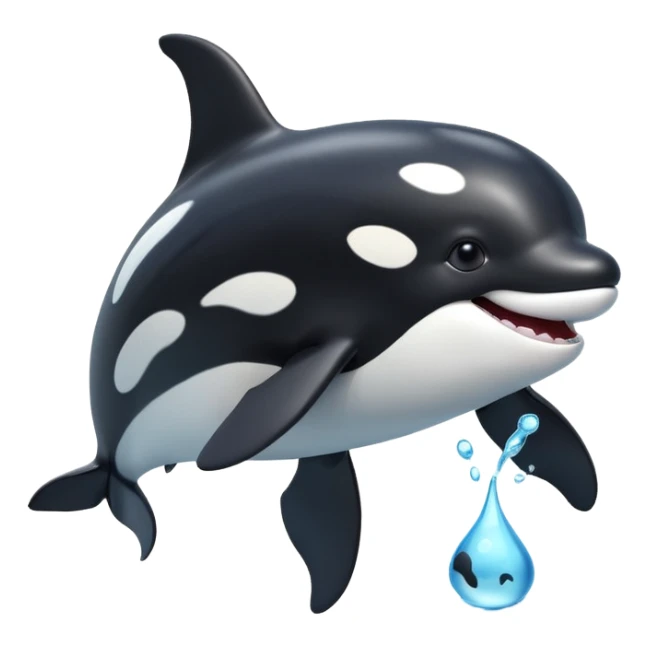 3d Cartoon orca with a tick to show when something has been completed sticker