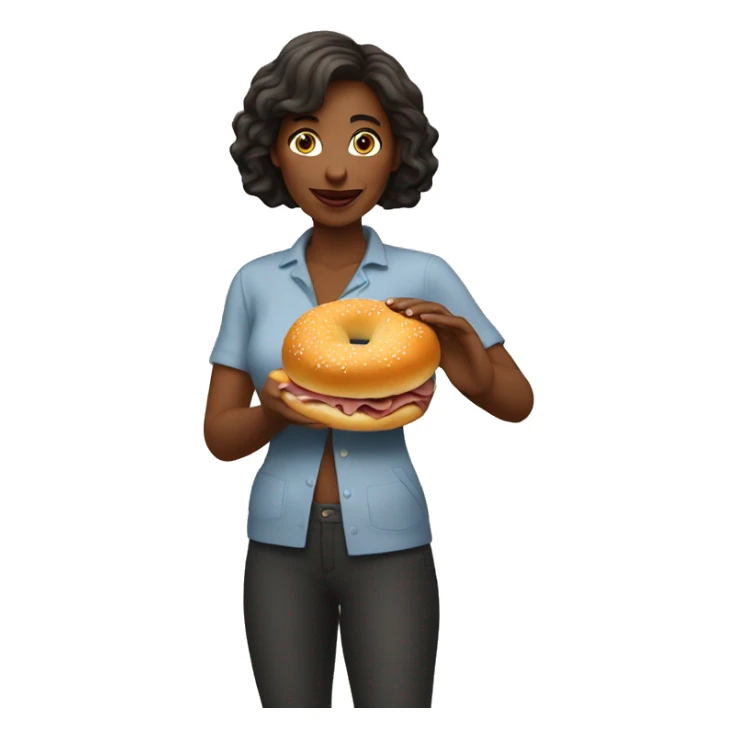 Woman holding salt beef bagel sticker