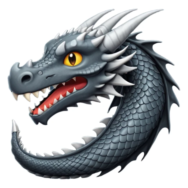 iOS style emoji, minimal dragon fang, dark fantasy object sticker