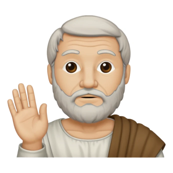 Aristotle drawing as a black outline icon, no fill, hand-drawn look sticker