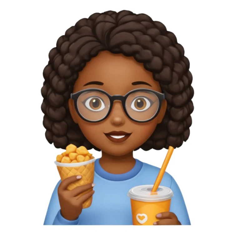 snack holding black girl kid with glasses on eyes sticker